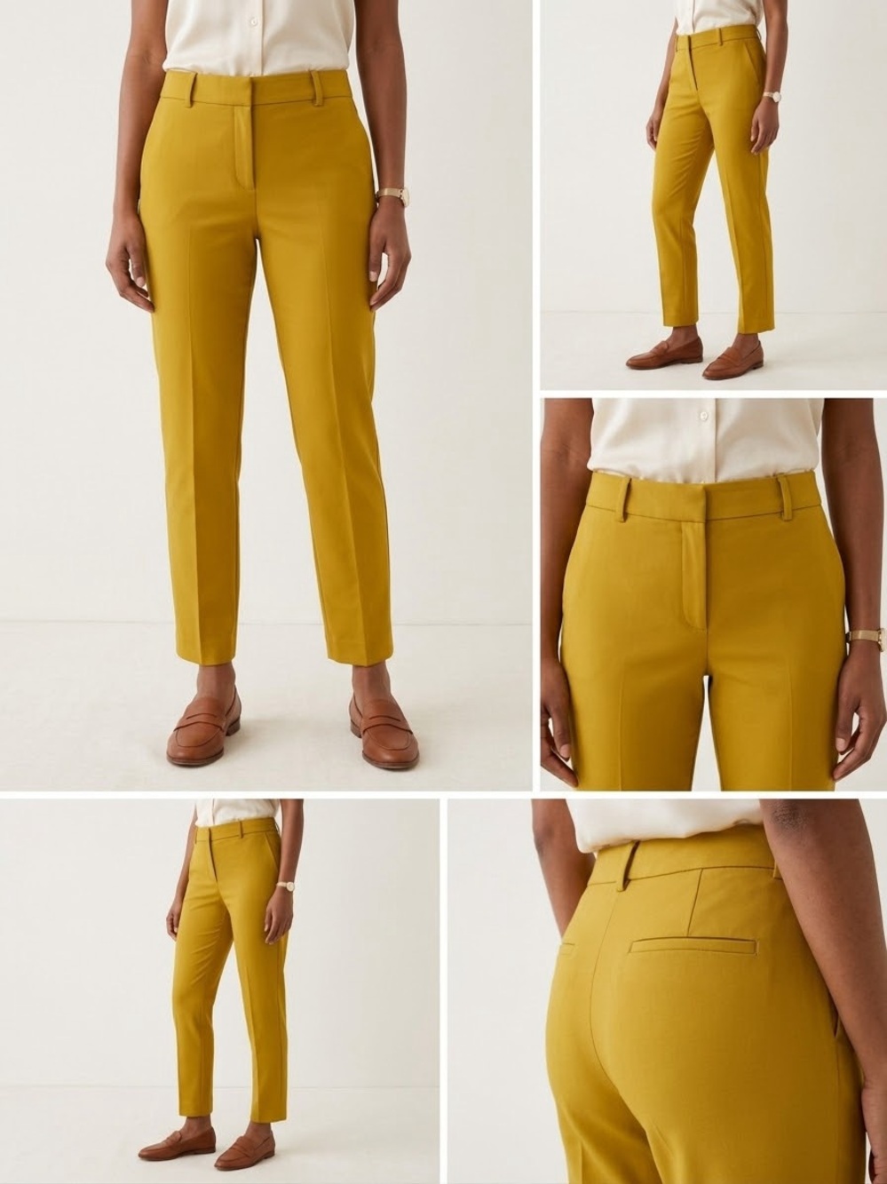 NWT ANN TAYLOR The Ankle Slim Leg Pants Office Siren Work Mustard Yellow SZ 12